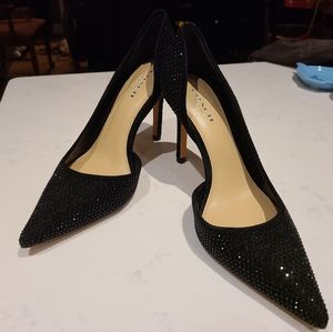 Coach black sequin leather soled heels